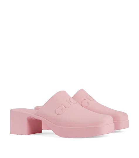 gucci pink rubber mules|gucci black velvet mules.